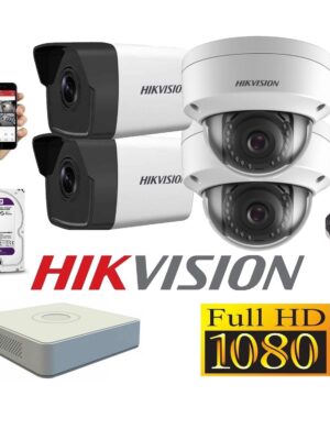 Cámaras Seguridad IP Kit 4 HIKVISION FULLHD 4Tb