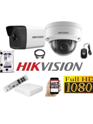 Cámaras Seguridad IP Kit 2 HIKVISION FULLHD 2Tb + NVR POE