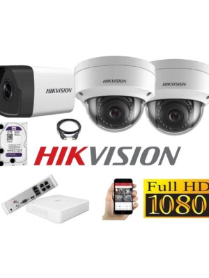 Cámaras Seguridad IP Kit 3 HIKVISION FULLHD 1Tb + NVR POE