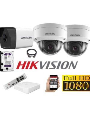 Cámaras Seguridad IP Kit 3 HIKVISION FULLHD 2Tb + NVR POE