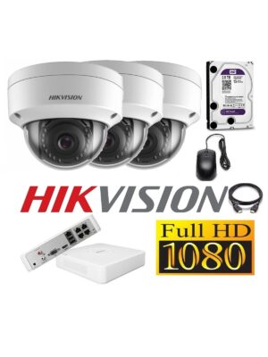 Cámaras Seguridad IP Kit 3 HIKVISION DOMO FULLHD 2Tb + NVR POE