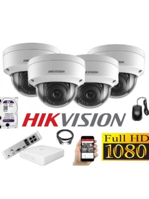 Cámaras Seguridad IP Kit 4 HIKVISION DOMO FULLHD 1Tb + NVR POE