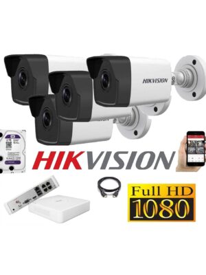 Cámaras Seguridad IP Kit 4 HIKVISION FULLHD 1Tb + NVR POE