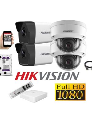 Cámaras Seguridad IP Kit 4 HIKVISION TUBO FULLHD 1Tb + NVR POE