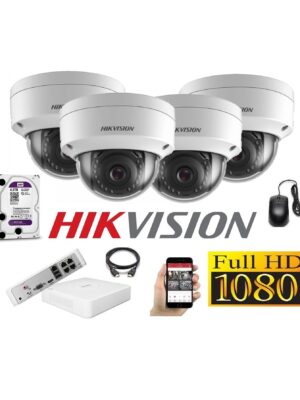 Cámaras Seguridad IP Kit 4 HIKVISION DOMO FULLHD 4Tb + NVR POE