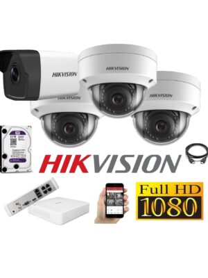 Cámaras Seguridad IP Kit 4 FULLHD HIKVISION 2Tb + NVR POE