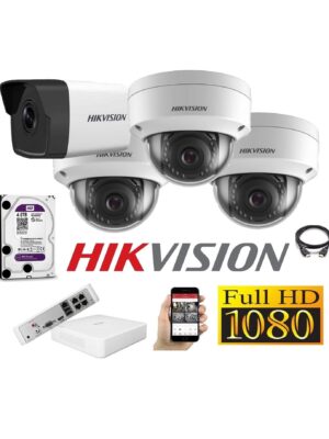 Cámaras Seguridad IP Kit 4 FULLHD HIKVISION 4Tb + NVR POE