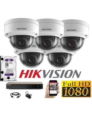 Cámaras Seguridad IP Kit 5 HIKVISION DOMO FULLHD 2Tb + NVR POE