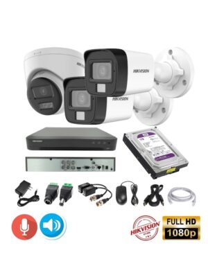 Cámaras Seguridad Kit 3 HIKVISION FULLHD Audio 2 Vias + 1TB