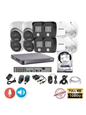 Cámaras Seguridad Kit 8 HIKVISION FULLHD Audio 2 Vias + 2TB